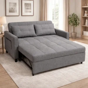 upholstered+sleeper+sofa,+pull out+bed+with+2+cushions+for+living+room,+bedroom,+apartment. 884890913